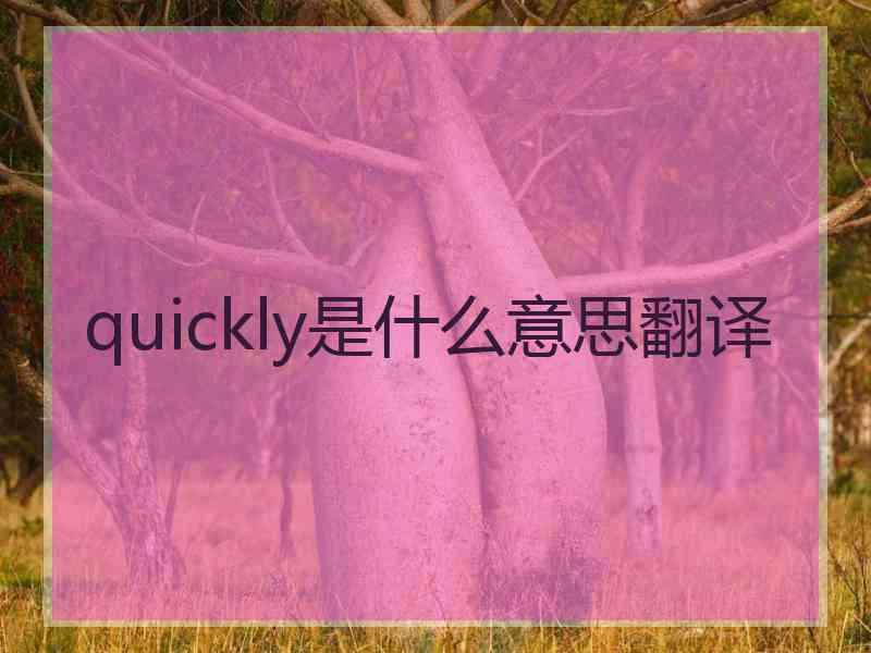 quickly是什么意思翻译 quickly是什么意思翻译