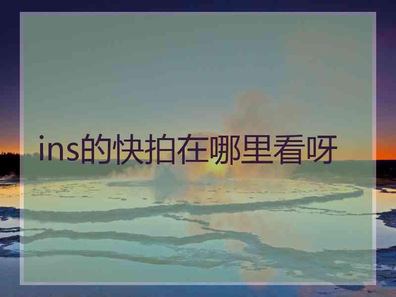 ins的快拍在哪里看呀 ins的快拍在哪里看呀