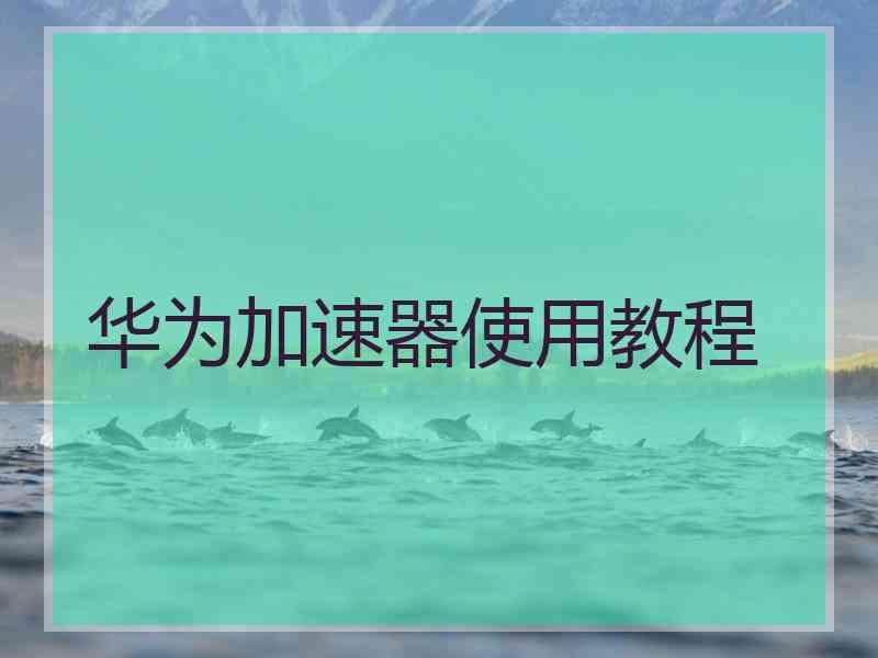 华为加速器使用教程 华为加速器使用教程