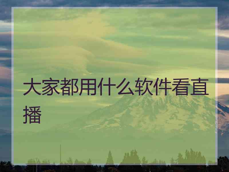 大家都用什么软件看直播