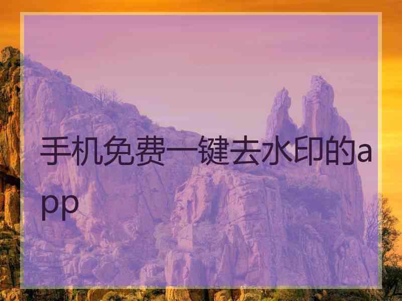 手机免费一键去水印的app