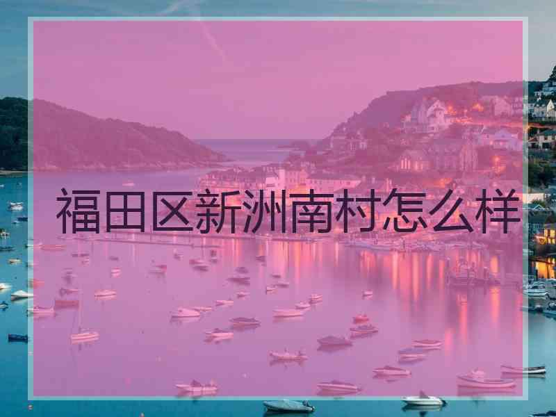 福田区新洲南村怎么样