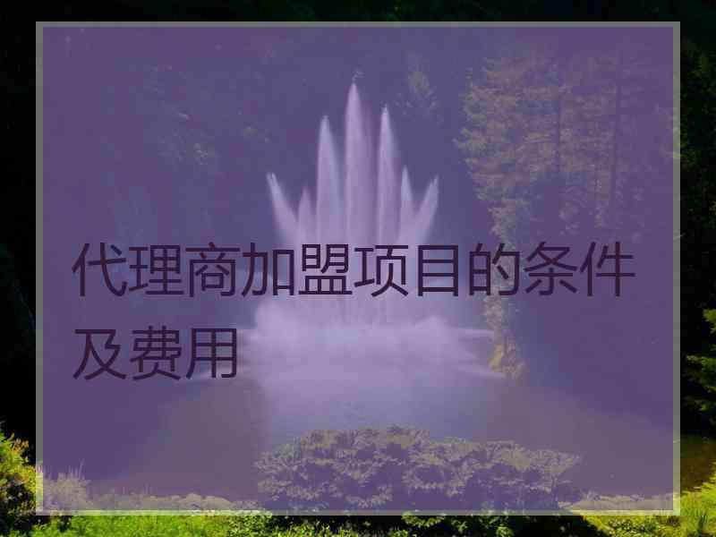 代理商加盟项目的条件及费用