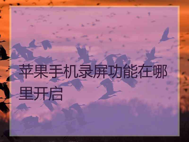 苹果手机录屏功能在哪里开启
