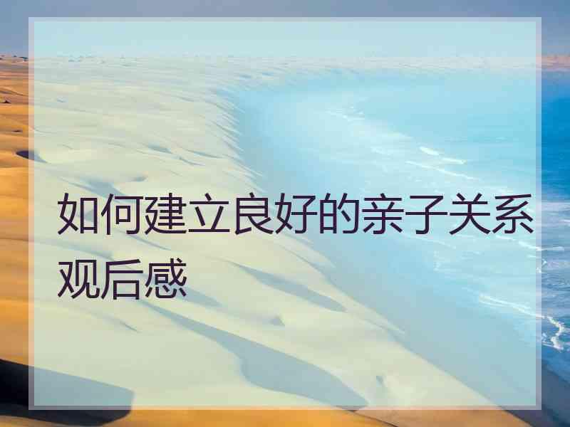 如何建立良好的亲子关系观后感