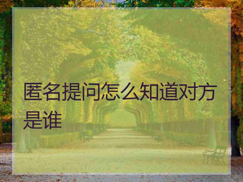 匿名提问怎么知道对方是谁
