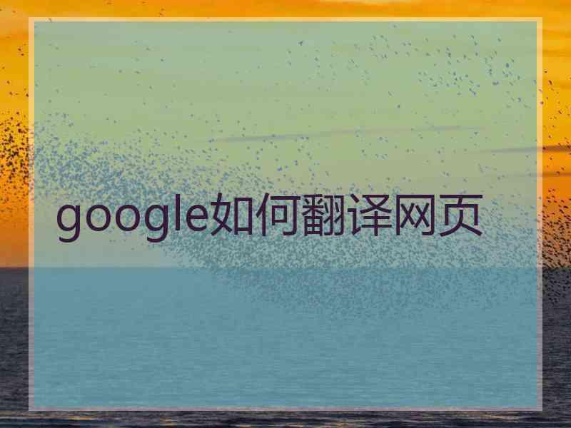 google如何翻译网页