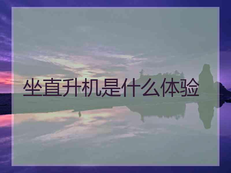 坐直升机是什么体验