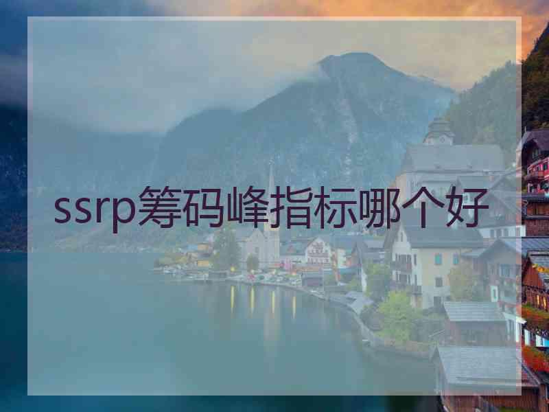 ssrp筹码峰指标哪个好