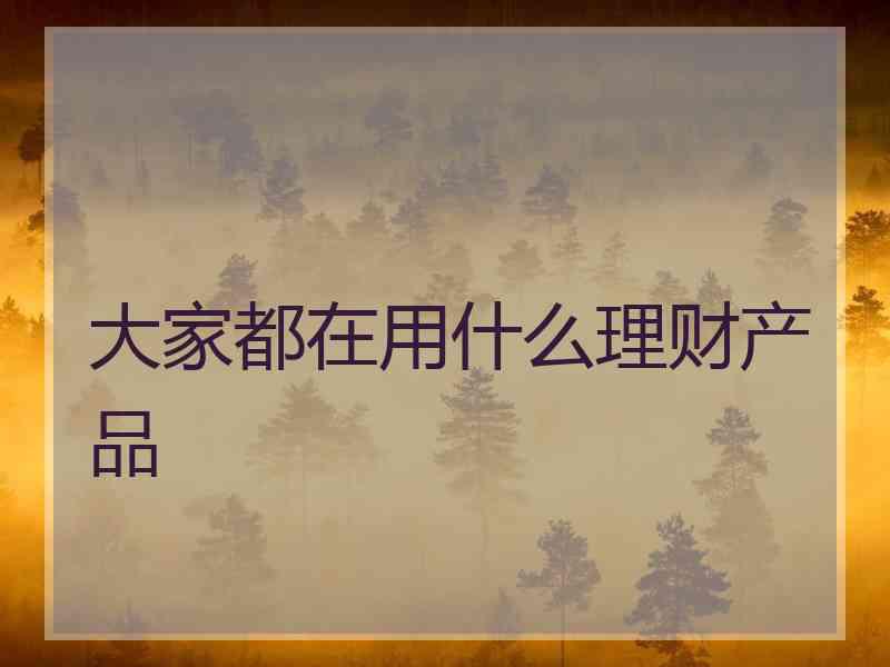 大家都在用什么理财产品