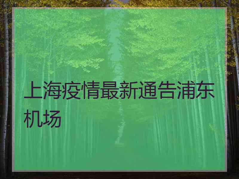 上海疫情最新通告浦东机场