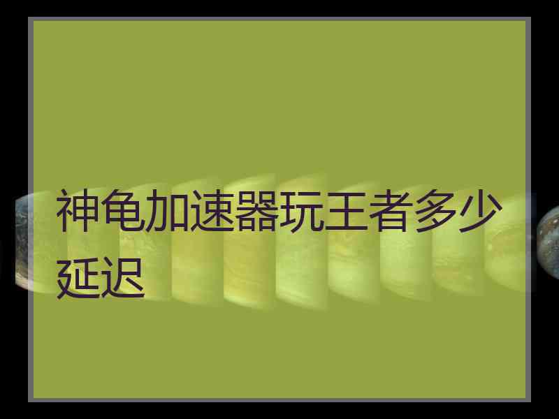 神龟加速器玩王者多少延迟