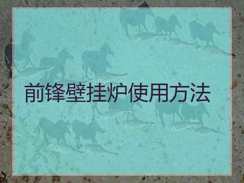 前锋壁挂炉使用方法