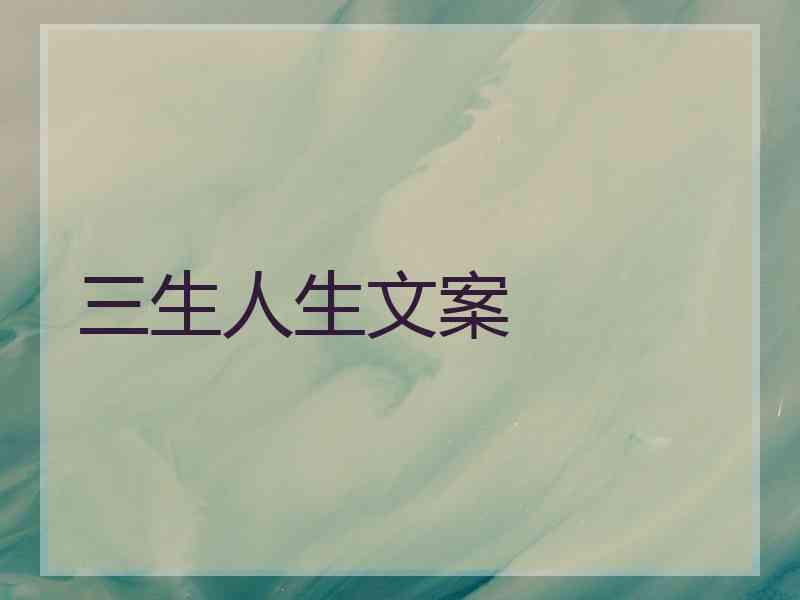 三生人生文案