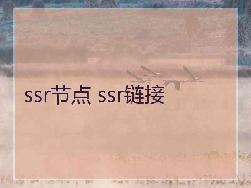 ssr节点 ssr链接