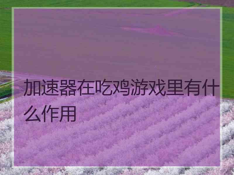 加速器在吃鸡游戏里有什么作用