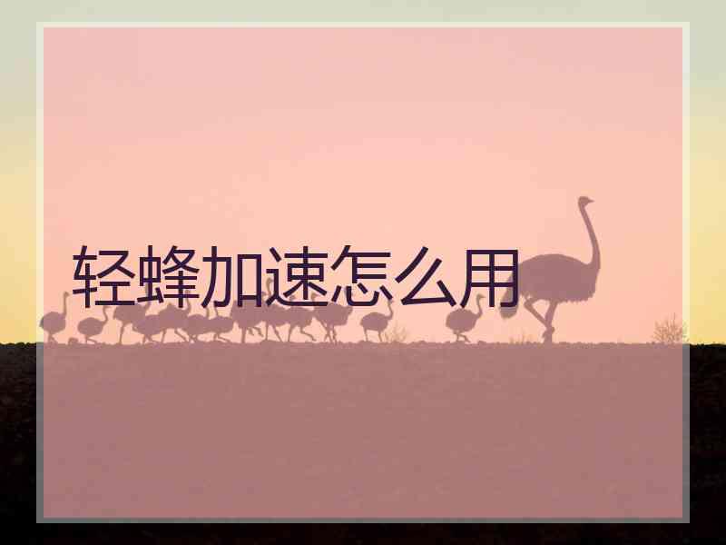 轻蜂加速怎么用