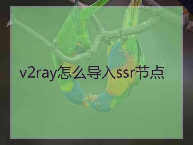 v2ray怎么导入ssr节点