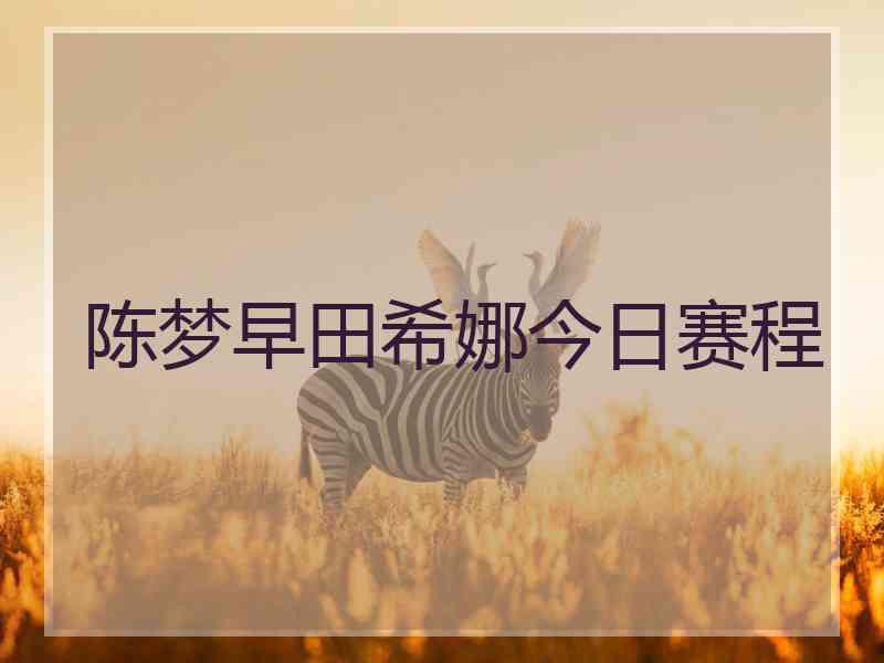 陈梦早田希娜今日赛程